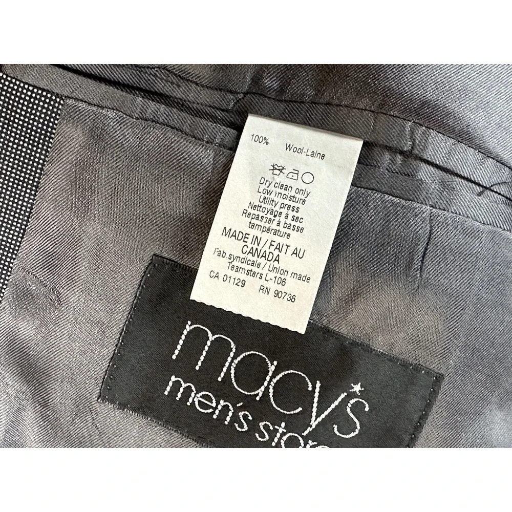 Lauren Ralph Lauren Suit Jacket Mens 44R Gray 100% Wool Sport Coat Union Made